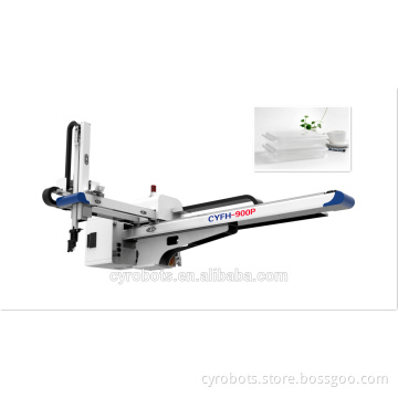 Industrial robot arm for vertical injection molding machine for rectangle mold thin-wall container